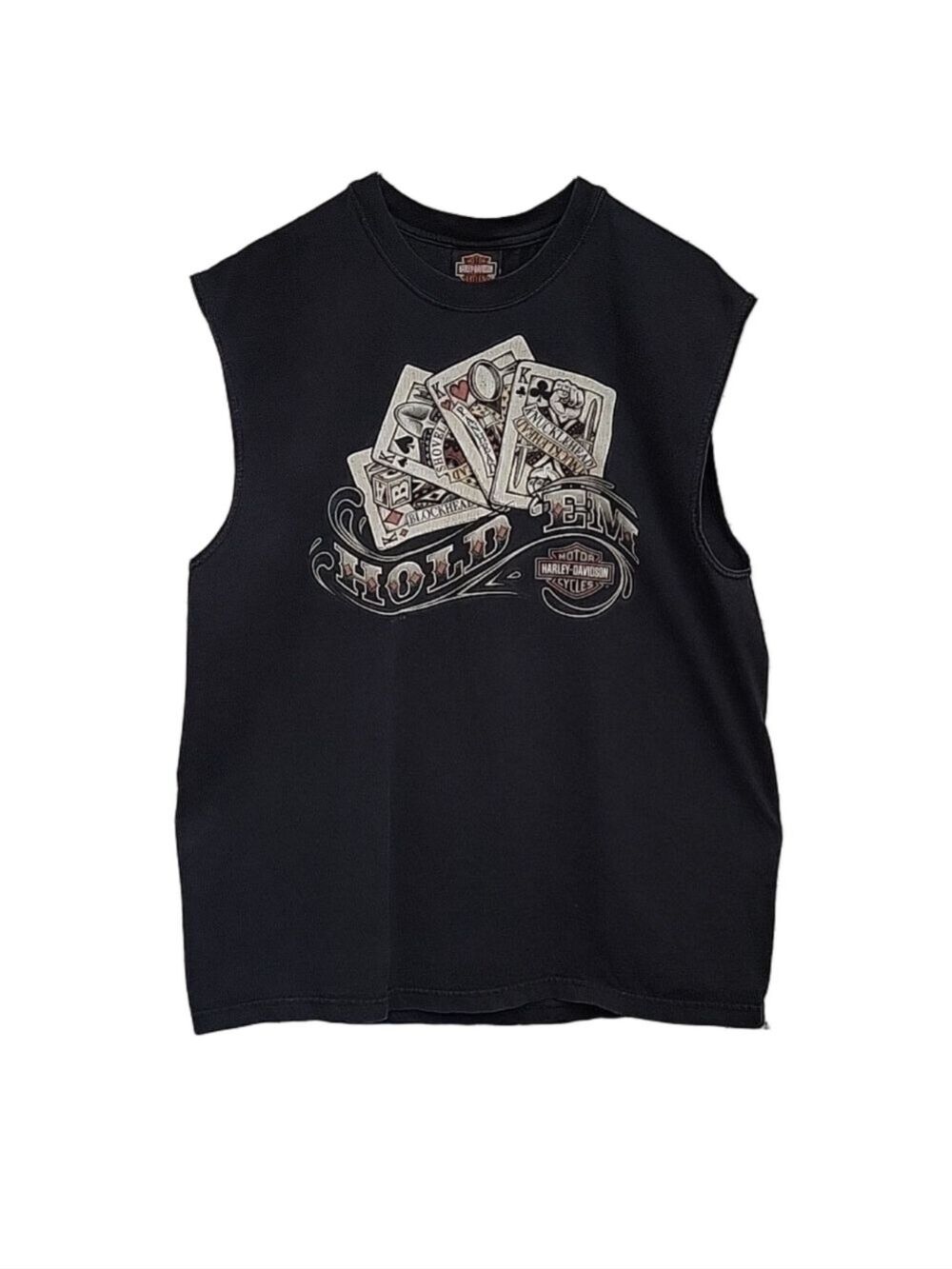 Harley-Davidson, Men's Poker Hold 'em, Sleeveless Black Shirt, 2006, Size Large